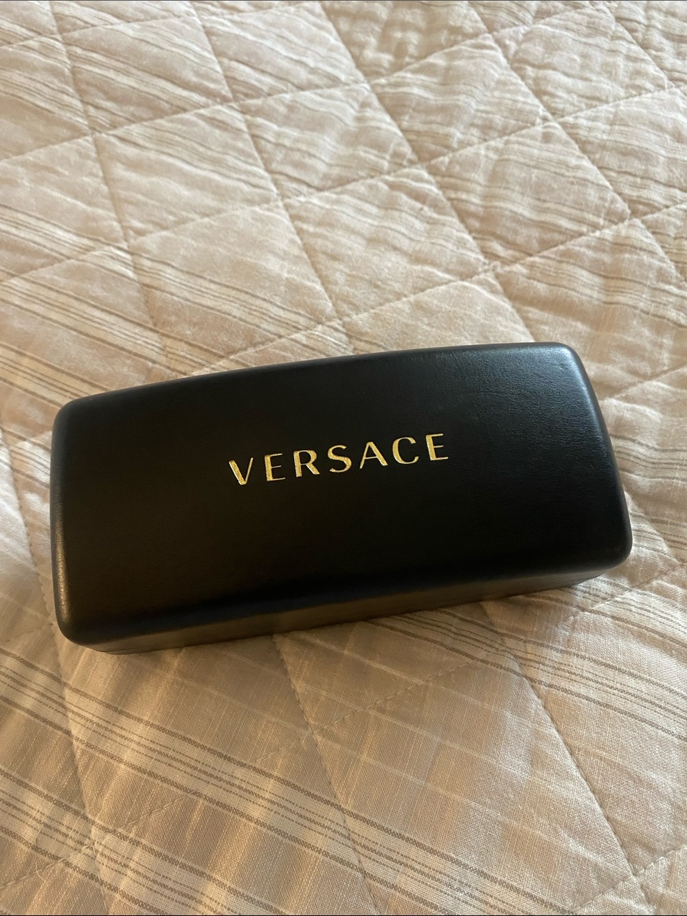 Versace Black Eyewear Case with Gold Lettering